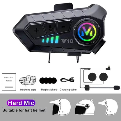 Y10 Motorcycle Helmet Bluetooth Headset 1000Mah Super Long Standby Wireless Hands-Free Waterproof Motorbike Earphone Motorcycle