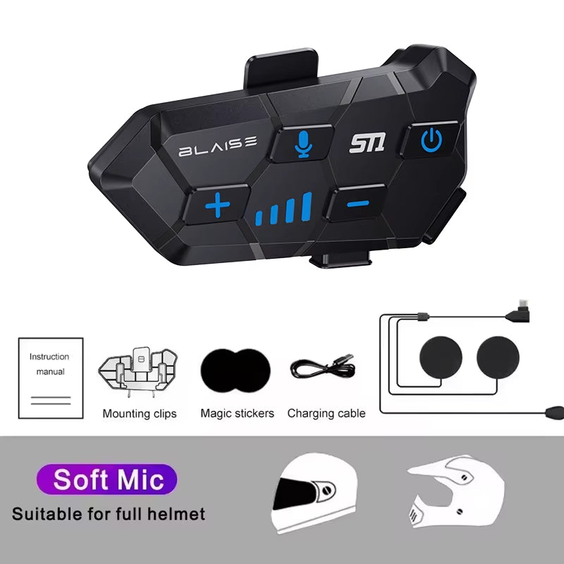 Y10 Motorcycle Helmet Bluetooth Headset 1000Mah Super Long Standby Wireless Hands-Free Waterproof Motorbike Earphone Motorcycle